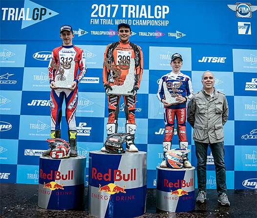 <b>Podium Trial 125cc : Billy Green - Beta, Lorenzo Gandola - Scorpa et Hugo Dufrese - Gas Gas (photo TrailGP)</b>