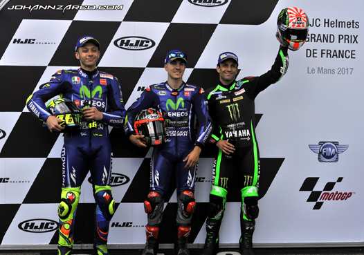 <b>Valentino Rossi - Yamaha, Maverick Viñales - Yamaha et Johann Zarco - Yamaha (photo www.johannzarco.com)</b>