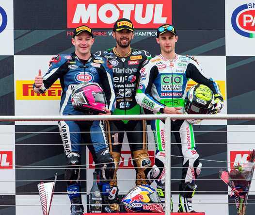 <b>Podium SSP : Lucas Mahias - Yamaha, Kenan Sofuoglu - Kawasaki et Jules Cluzel - Honda (photo Yamaha Racing)</b>