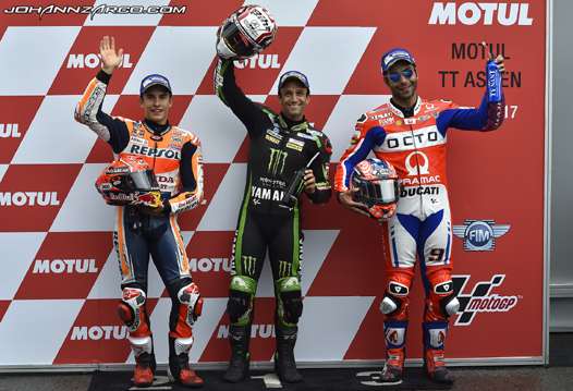 <b>Marc Márquez - Honda, Johann Zarco - Yamaha et Danilo Petrucci - Ducati (photo www.johannzarco.com)</b>