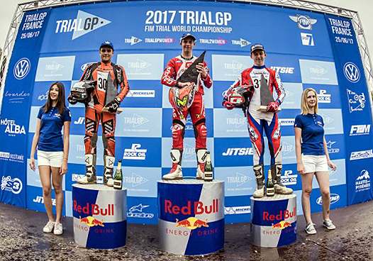 <b>Podium Trial 125 : Lorenzo Gandola - Scorpa, Fabien Poirot - Gas Gas et Billy Green - Beta (photo TrialGP)</b>