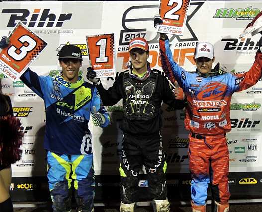<b>Podium SX2 : Anthony Bourdon - Husqvarna, Arnaud Aubin - Suzuki et Thomas Do - Honda (photo SX Tour)</b>