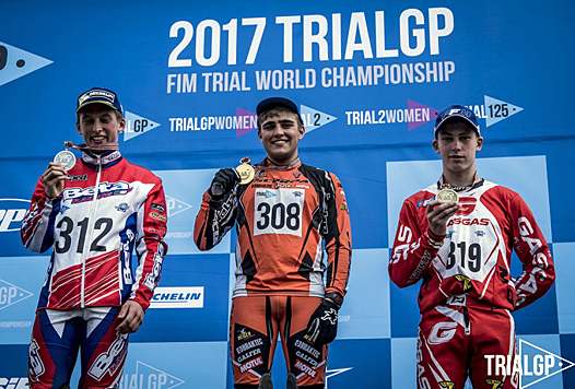 <b>Podium 2017 : Billy Green - Beta, Lorenzo Gandola - Scorpa et Fabien Poirot - Gas Gas (photo TrialGP)</b>