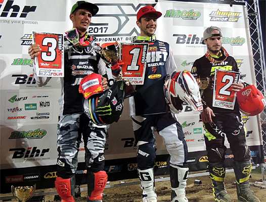 <b>SX1 : Cédric Soubeyras - Suzuki, Thomas Ramette - Suzuki et Nicolas Aubin - Suzuki (photo JLFO)</b> 