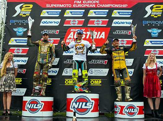 <b>Podium S2 : Pavel Kejmar - TM, Thomas Chareyre - TM et Petr Vorlicek - Suzuki (photo Supermoto S1)</b>
