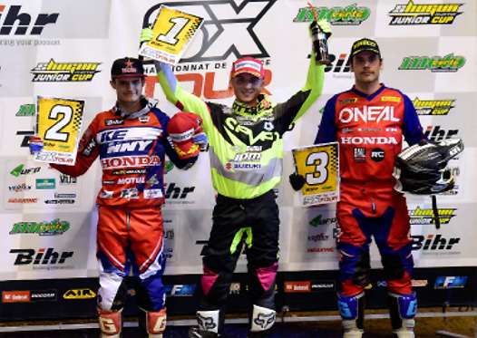 Podium SX2 : Yannis Irsuti (centre), Thomas Do (gauche) et Gaétan le Hir (droite)