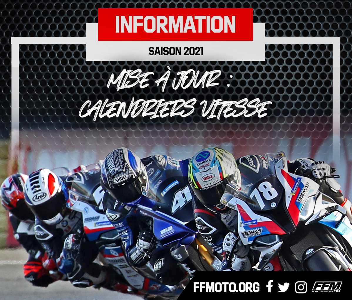 Mise à jour des calendriers vitesse 2021